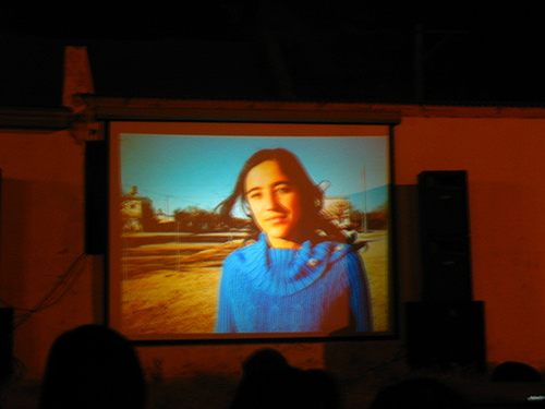 girl on movie screen